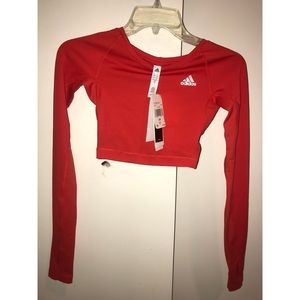 New red Adidas techfit crop top